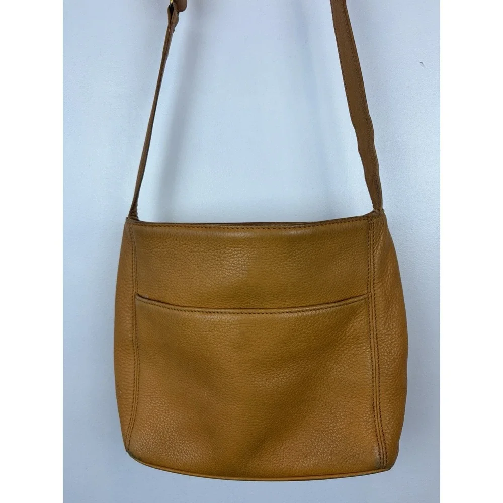 Vintage Coach Sonoma Pocket Zip 4924 Mustard Yellow Leather Crossbody USA Read
